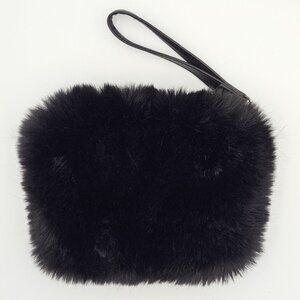 Faux Fur Black Wristlet | Crossbody Clutch